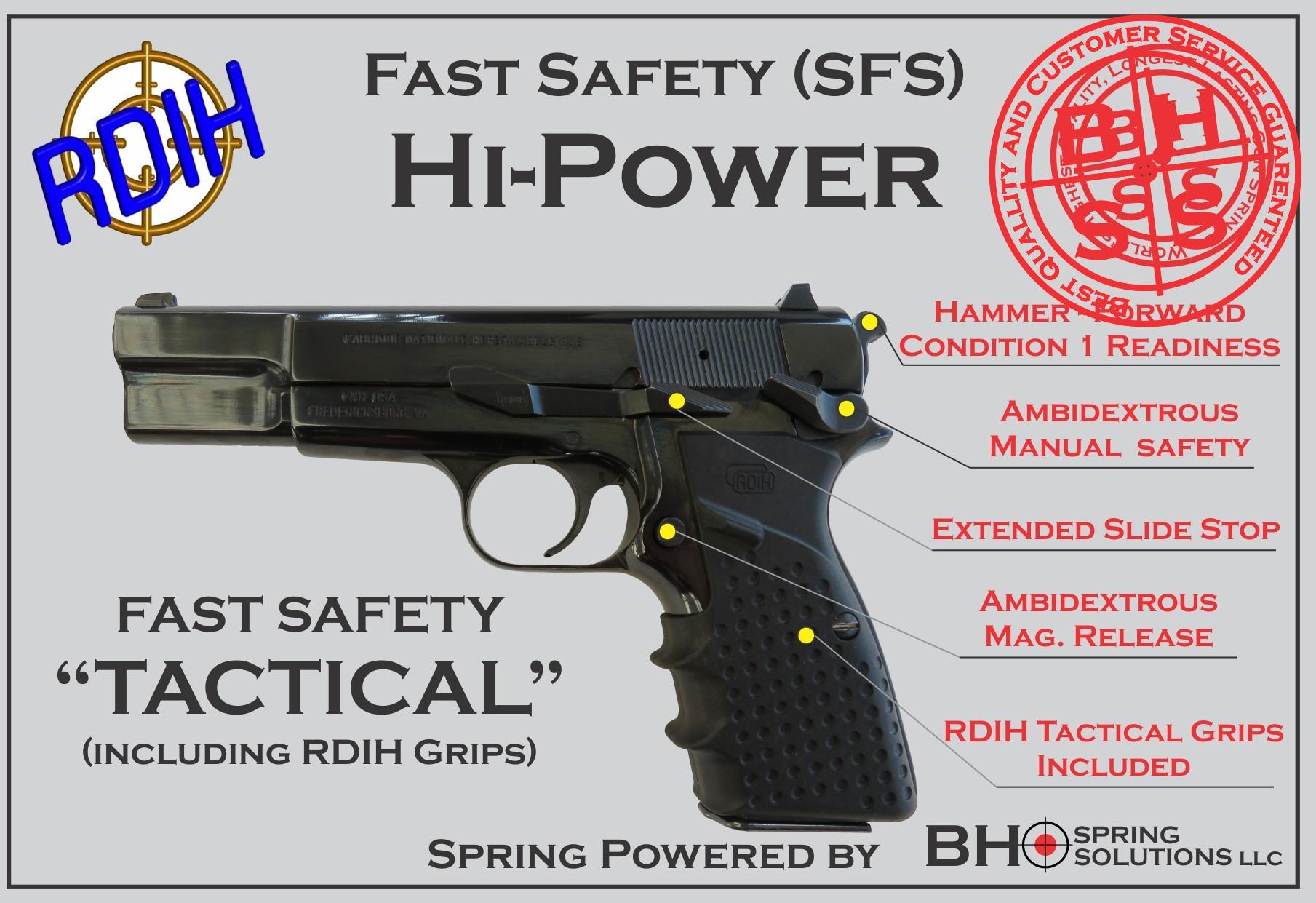 Fast Safety (SFS v2.0) "Tactical" for Hi-Power, BHSprings Kit and RDIH Tactical Grips