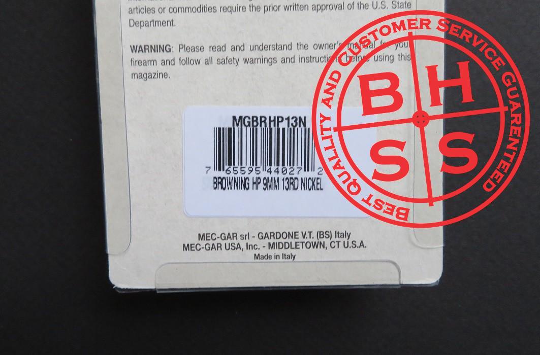 Hi-Power 9mm, 13 rounds, Nickel Magazine