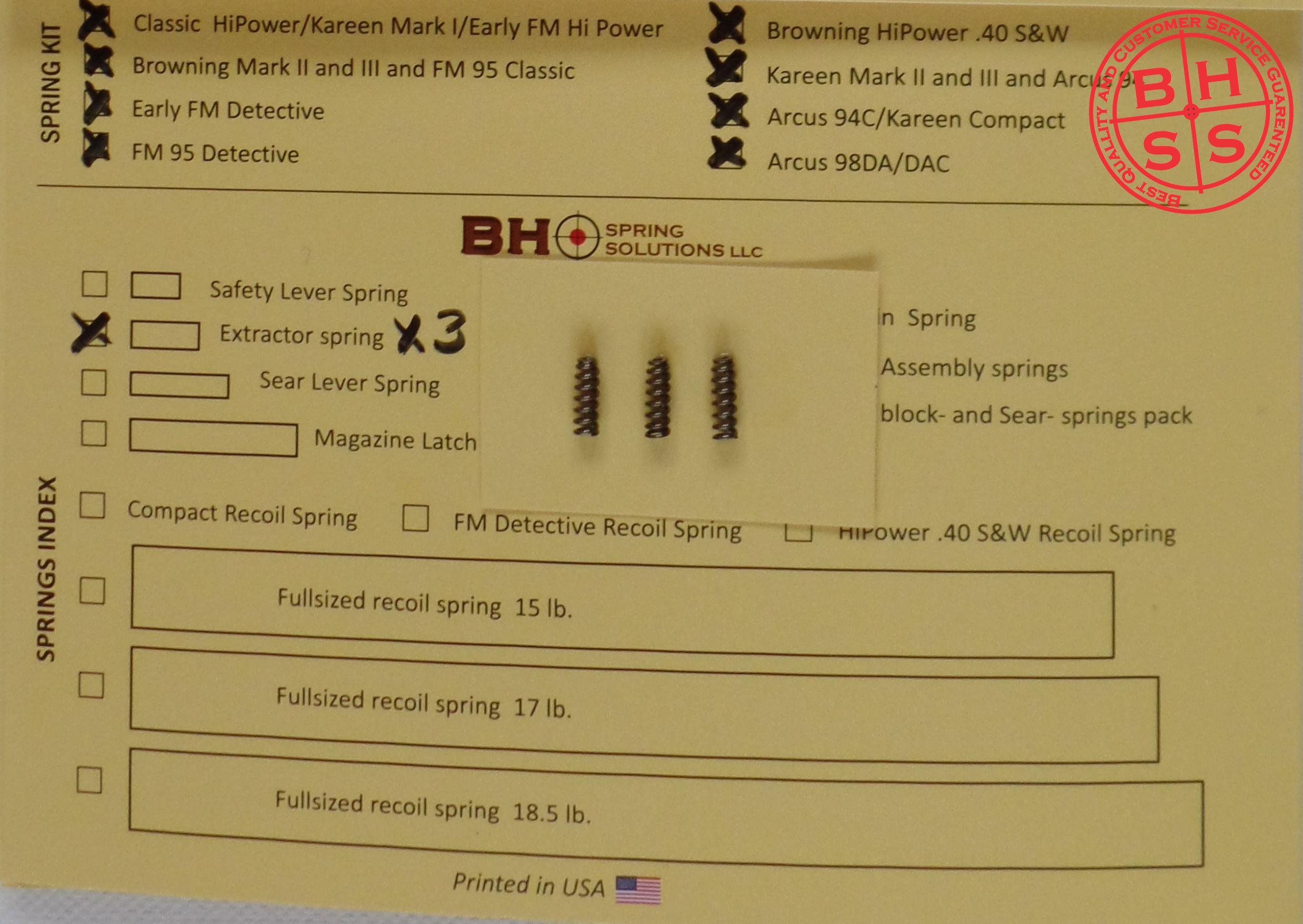 Optimized Extractor Springs for HiPower and Clones