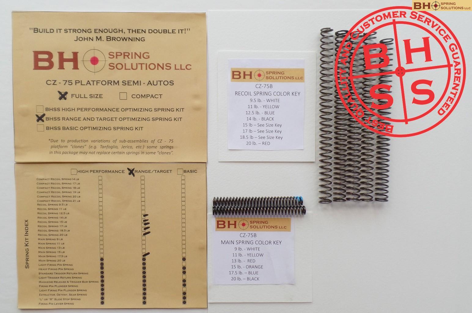 Range/Defense Recoil/Main Springs Kit for CZ75/B/BD and clones