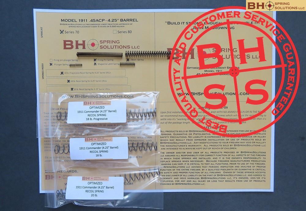 Complete Optimizing Spring System for 4.25" (Commander) .45 ACP 1911s