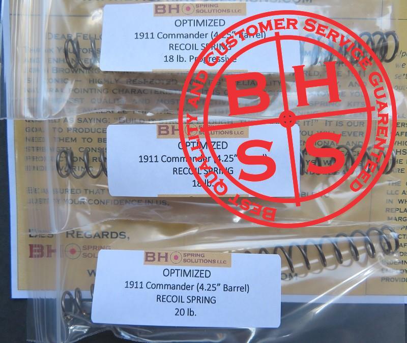 Complete Optimizing Spring System for 4.25" (Commander) .45 ACP 1911s