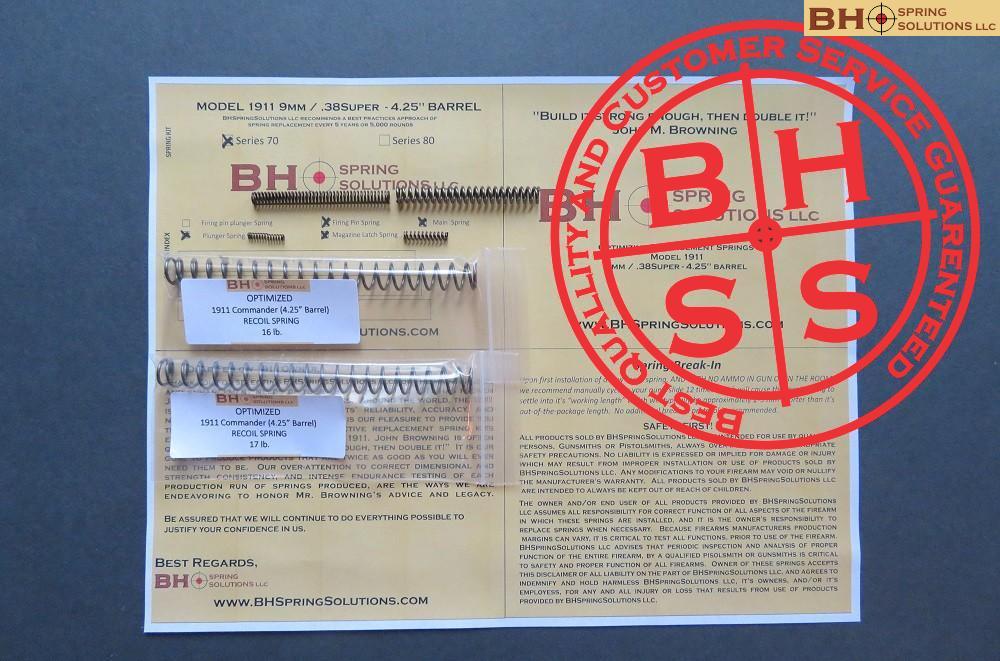 Complete Optimizing Spring System for 4.25" (Officer) 9mm/ .38Super 1911s s.70