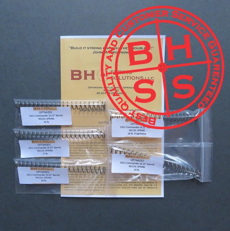 4.25" 1911 Recoil Springs Kit 5-Pack 16lb, 17lb, 18lb, 18lb Progressive, 20lb