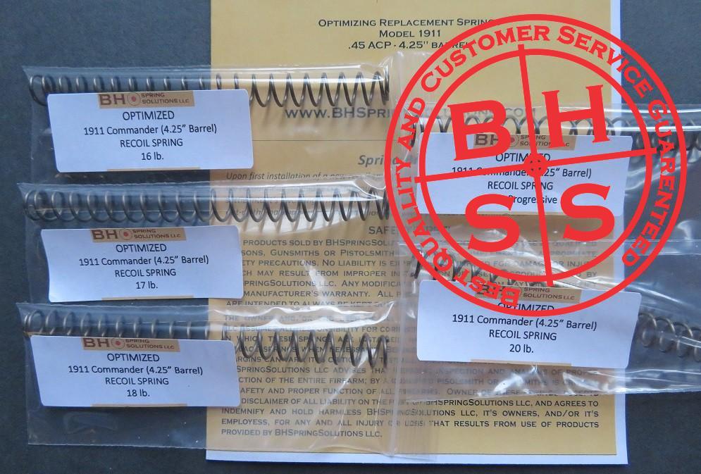 4.25" 1911 Recoil Springs Kit 5-Pack 16lb, 17lb, 18lb, 18lb Progressive, 20lb