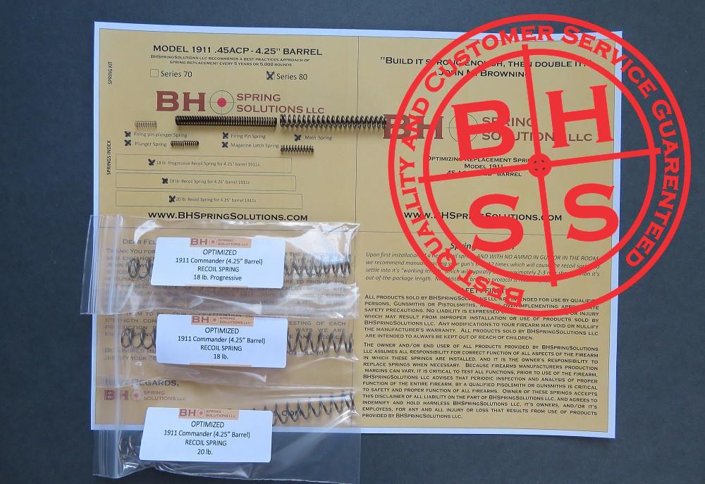 Complete Optimizing Spring System for 4.25" (Commander) .45 ACP 1911s series 80