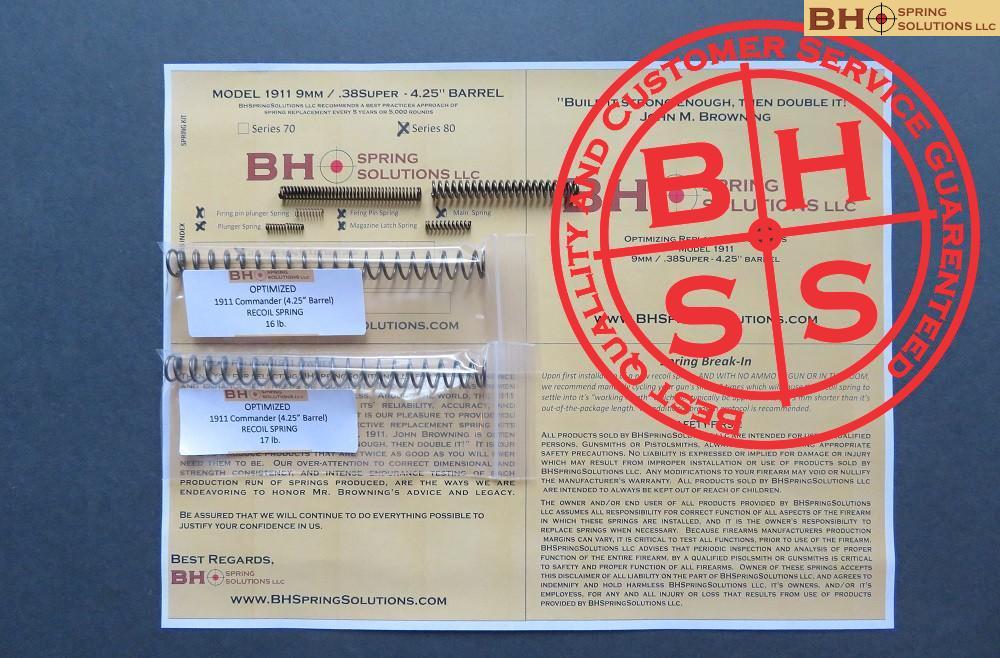 Complete Optimizing Spring System for 4.25" (Commander) 9mm/ .38Super 1911s s.80
