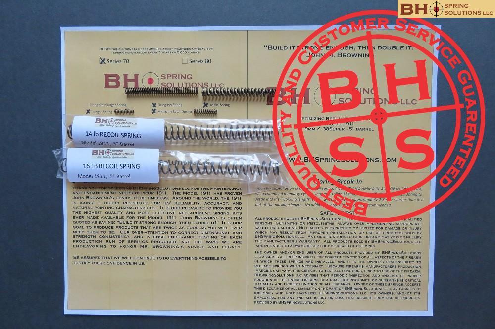 Complete Optimizing Spring System for 5" (Government) 9mm/ .38Super 1911s s.70
